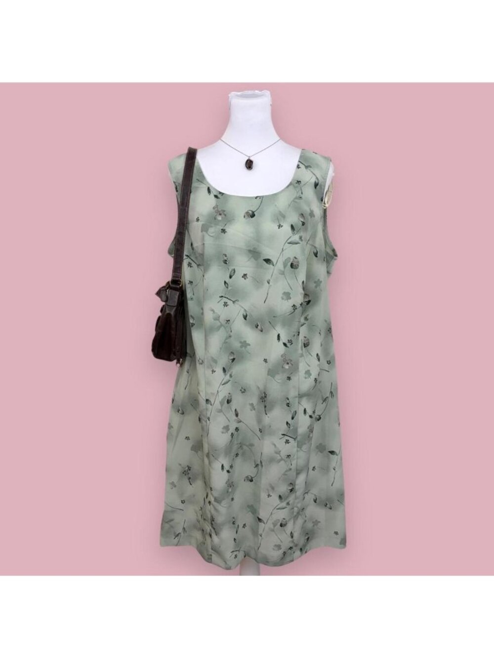 90s green floral cottagecore dress